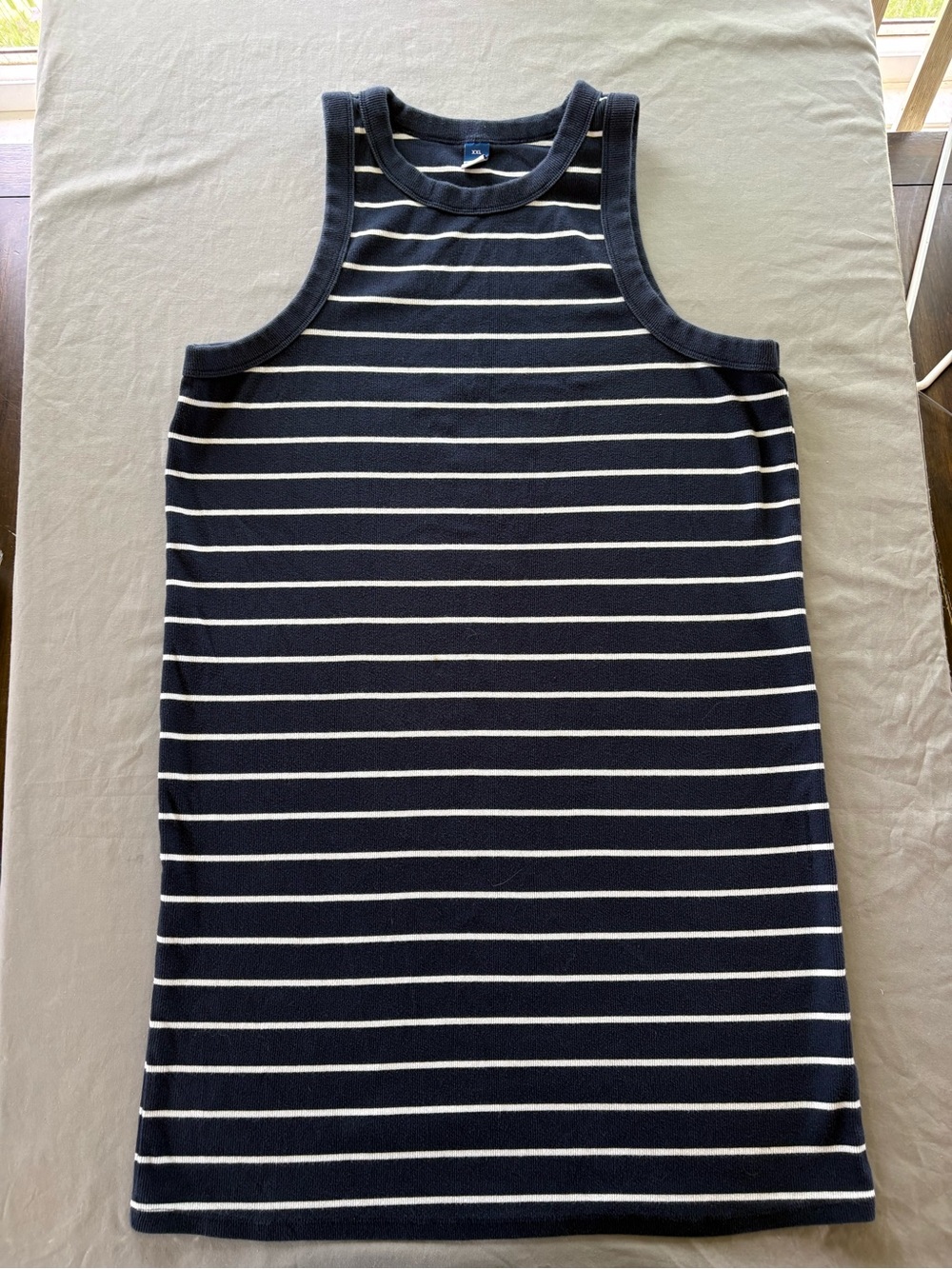 Old Navy Navy and White Striped Crewneck Tee